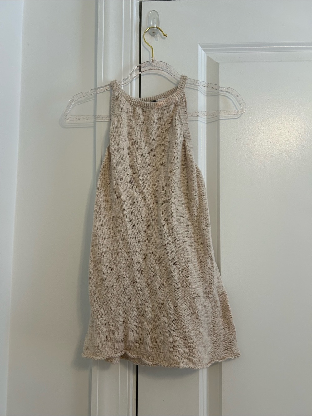Beige Knit Halter Tank Top